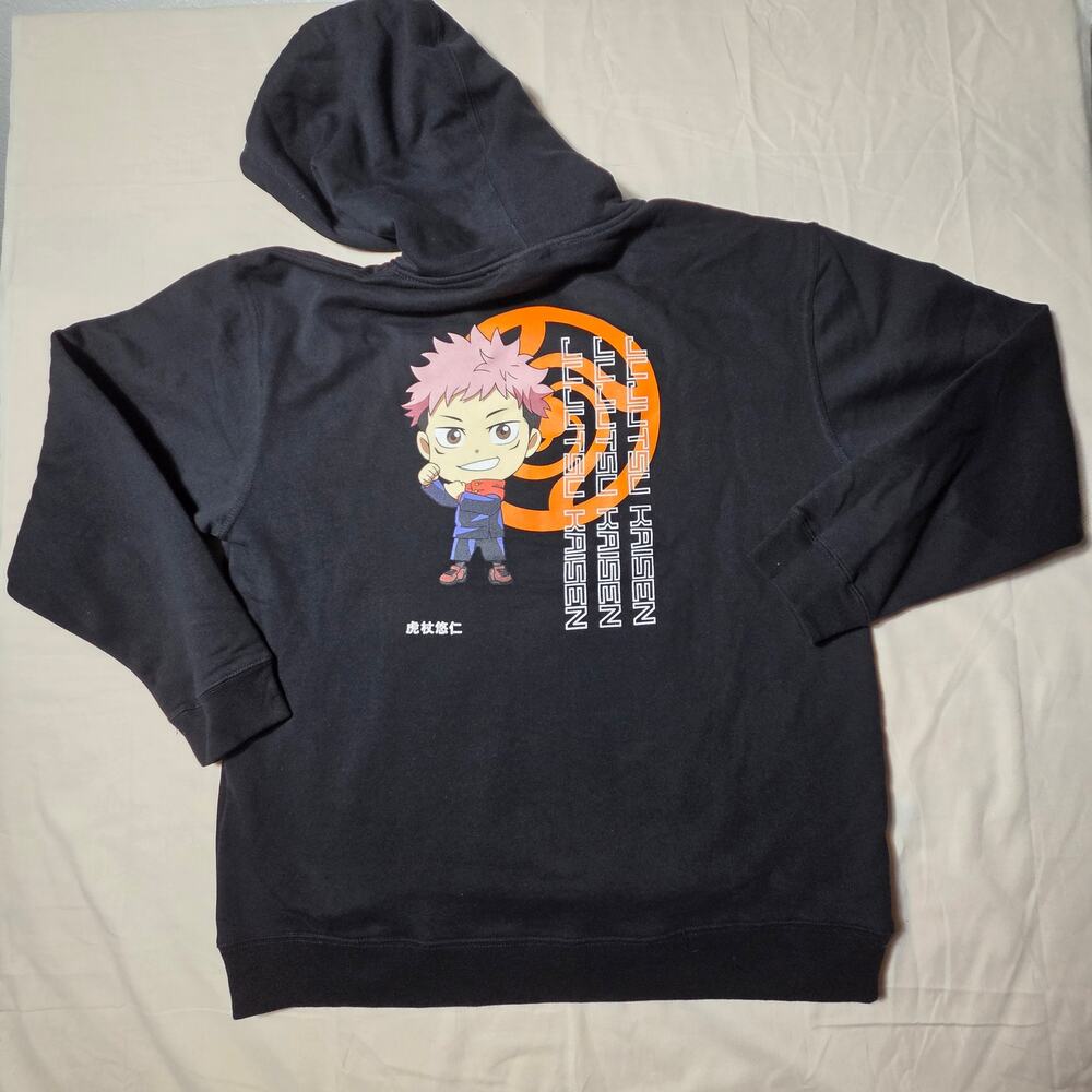 Episode x Jujutsu Kaisen Itadori Black Hoodie Men's Size XL Chibi Anime Graphic